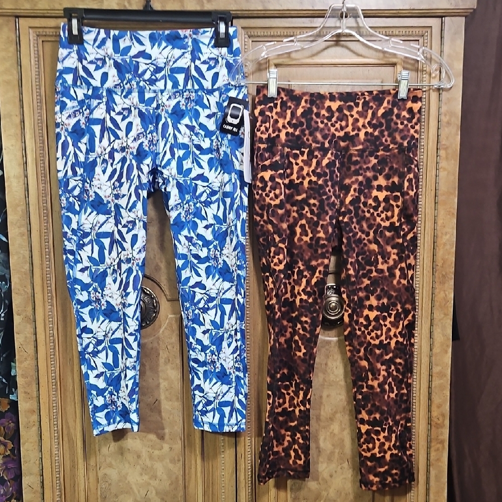 Gottex Blue Leaf Print And Animal Print Size Small Leggings
